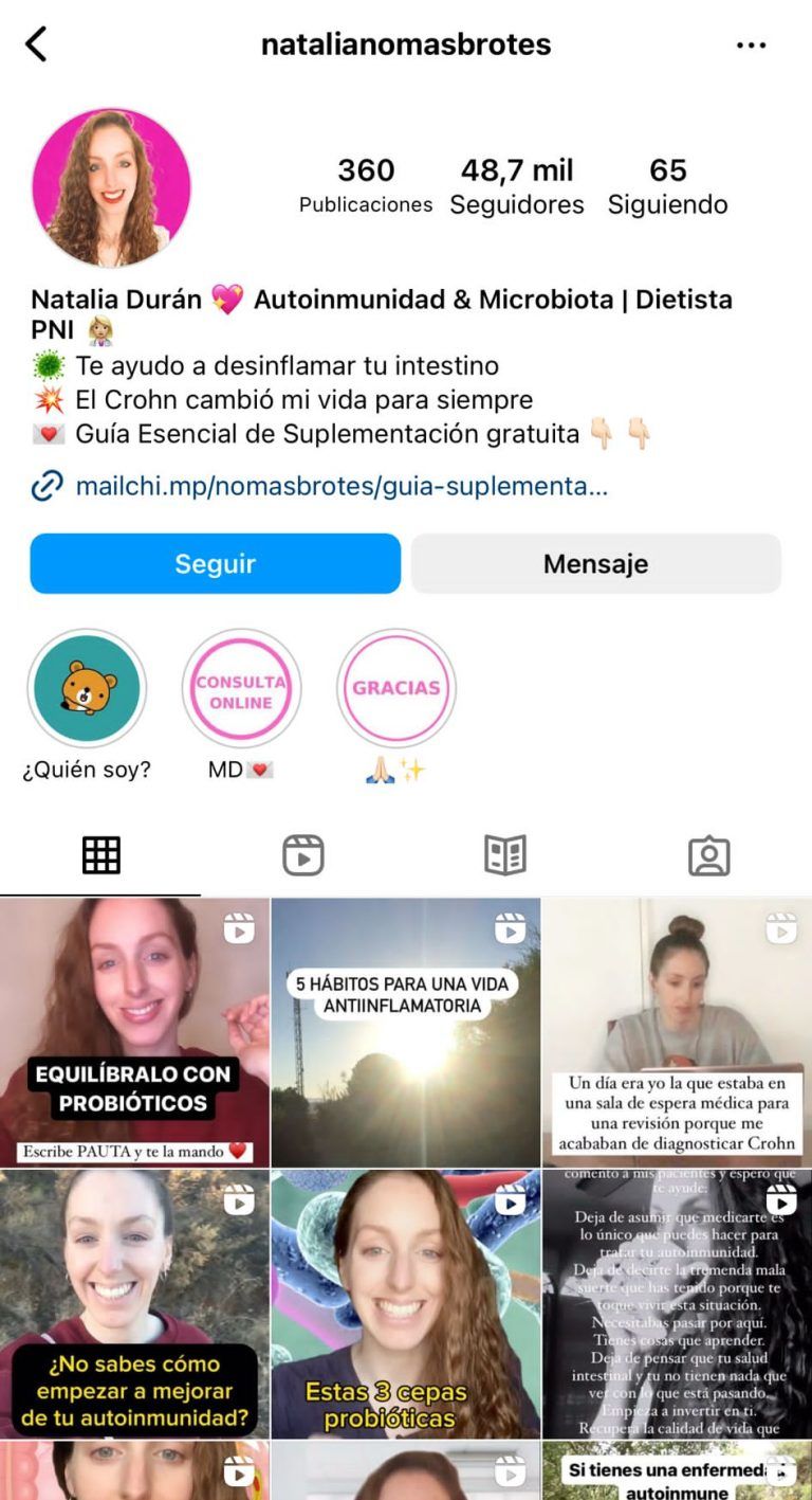 Natalia Durán (No más brotes) Instagram